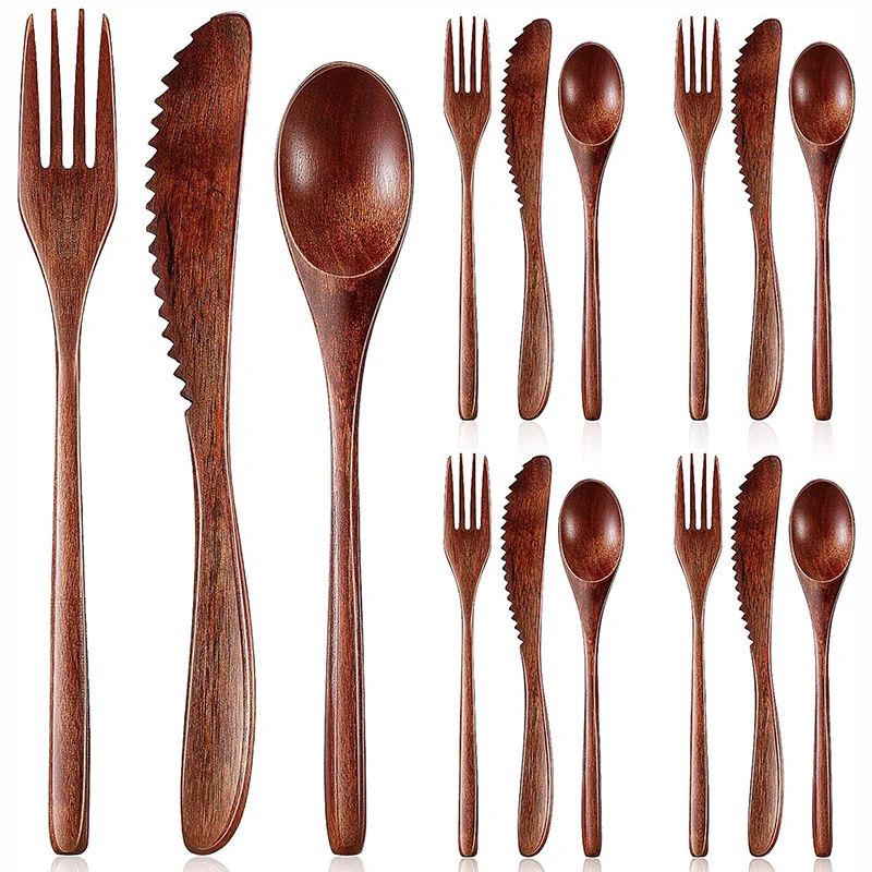15/24Pcs Wooden Cutlery Set, W - Kitchen Appliances Combo recensione e prezzo